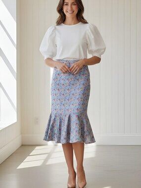 J. Crew Liberty Favourite Flowers Trumpet Skirt 4P Floral EUC